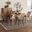 Ballerina Rattan and Metal 5 Piece Dining Set In Natural and Light Gray