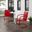 Bates 3 Piece Retro Outdoor Bistro Set In Bright Red Gloss and White Satin