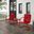 Bates 3 Piece Retro Outdoor Chair Set In Bright Red Gloss