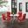 Bates 5 Piece Round Retro Outdoor Dining Set In Bright Red Gloss and White Satin