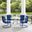 Bates 5 Piece Round Retro Outdoor Dining Set In Navy Gloss and White Satin