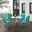 Bates 5 Piece Round Retro Outdoor Dining Set In Turquoise Gloss and White Satin