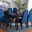 Baxton Studio Dylin Modern and Contemporary Navy Blue Velvet Fabric Upholstered and Dark Brown Finished Wood 7-Piece Dining Set
