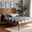 Baxton Studio Elston Mid-Century Modern Walnut Brown Finished Wood and Synthetic Rattan Full Size Platform Bed