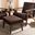 Bianca Mid-Century Modern Walnut Wood Dark Brown Distressed Faux Leather Lounge Chair And Ottoman Set