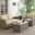 Bradenton 3 Piece Wicker Outdoor Loveseat Patio Furniture Set In Sand and Weathered Brown