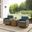 Bradenton 3 Piece Wicker Swivel Rocker Outdoor Chair Set In Navy and Weathered Brown