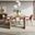 Burke 76 Inch 5 Piece Dining Room Set with Faux Leather Chairs In Light Brown