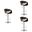 Butterfly Adjustable Height Swivel Bar Stool Set of 3 with Chrome Base In Black and Walnut