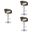 Butterfly Adjustable Height Swivel Bar Stool Set of 3 with Chrome Base In Gray and Walnut