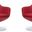 Caisson Faux Leather Swivel Accent Chair in Red and Polished Chrome (Set of 2)