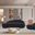Caspian Chenille Fabric Upholstered Living Room Set In Black