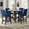 Celeste 42 Inch Round Faux Marble And Blue Bar Table Set