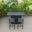 Chelsea Aluminum Outdoor Dining Set with 1 Bar Height Fire Pit Table and 4 Bar Chair In Black with Charocal Cushions