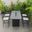 Chelsea Aluminum Outdoor Dining Set with 1 Bar Height Fire Pit Table and 4 Bar Chair In Black with Light Grey Cushions
