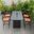 Chelsea Aluminum Outdoor Dining Set with 1 Bar Height Fire Pit Table and 4 Bar Chair In Black with Orange Cushions
