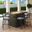 Chelsea Aluminum Outdoor Dining Set with 1 Bar Height Fire Pit Table and 6 Bar Chair In Black with Charocal Cushions
