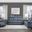 Clifton Blue Double Reclining Living Room Set With Drop Down Cup Holders