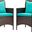 Conduit Outdoor Patio Wicker Rattan Dining Armchair Set of 2 In Brown Turquoise