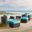 Convene Espresso Turquois 5 Piece Set Outdoor Patio with Fire Pit