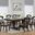 Double Pedestal Transitional X-Back 7-Piece Dining Set In Grey Stone and Black Stone