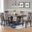 Double Transitional Pedestal In Panel Back 5-Piece Dining Set In Grey Stone and Black Stone