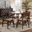 Eiko Fabric Upholstered and Wood 5-Piece Dining Set In Light Beige and Walnut