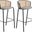 Ervilla Wicker Bar Stool Set of 2 with Fabric Seat and Black Steel Frame In Grey