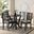 Felice 5-Piece Dining Set In Grey Fabric and Dark Brown Finished Wood