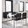 Fuji High Back Dining Set with Clear Glass and Faux Leather In Black and Stainless Steel