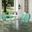 Griffith 5 Piece Round Retro Outdoor Dining Set In Aqua Gloss and White Satin