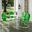 Griffith 5 Piece Round Retro Outdoor Dining Set In Kelly Green Gloss and White Satin