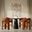 Gwen Luxury Five Piece Counter Height Dining Set with Upholstered Barstools In Rust and Black