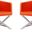 Hollywood Lounge Accent Chair in Orange and Polished Chrome (Set of 2)