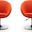 Hopper Swivel Adjustable Height Chair in Orange and Polished Chrome (Set of 2)