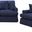 Horizon 2 Piece Slipcovered Living Room Set In Navy Blue