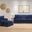 Horizon 3 Piece Slipcovered Living Room Set In Navy Blue