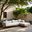Laguna 106.5 Inch Fabric Upholstered 4 Piece Outdoor Patio Modular Sectional In Cream and Natural