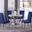 Layla 5 Piece Modern Faux Marble Round Dining Set In Blue