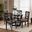 Leda Fabric Upholstered and Wood 5-Piece Dining Set In Grey and Dark Brown