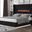 Lizelle Upholstery Wooden Queen Bed With Ambient Lighting In Black Velvet Finish