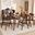 Lois Mid-Century Modern Transitional Light Grey Fabric Upholstered and Walnut Brown Finished Wood 5-Piece Dining Set