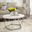 Luna Faux Stone Round Coffee Table In Silver
