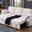 Mackenzie 91 Inch Chenille Fabric Reversible Sleeper Sectional with Storage Chaise and Drop-Down Table In Beige