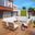Marina 8 Piece Outdoor Patio Teak Set In Natural and White