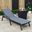 Marlin Outdoor Patio Chaise Lounge Chair With Arms and Square Fire Pit Side Table In Dark Grey/Black