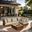 Mirella 113 Inch Fabric Upholstered 4 Piece Outdoor Patio Modular Sectional In Tan and Stained Natural