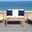 Montez Teak, White and Navy 4-Piece Outdoor Set with Accent Pillows