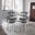 Naomi and Lorin 5-Piece Counter Height Dining Set In Brushed Stainless Steel and Gray Faux Leather