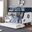 Nautia Twin Over Full Bunk Bed with Trundle In Blue and White